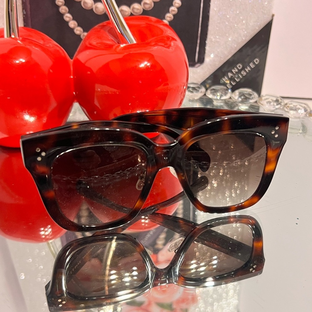 Celine Audrey Sunglasses Brown Tortoise Shell Acetate Square
